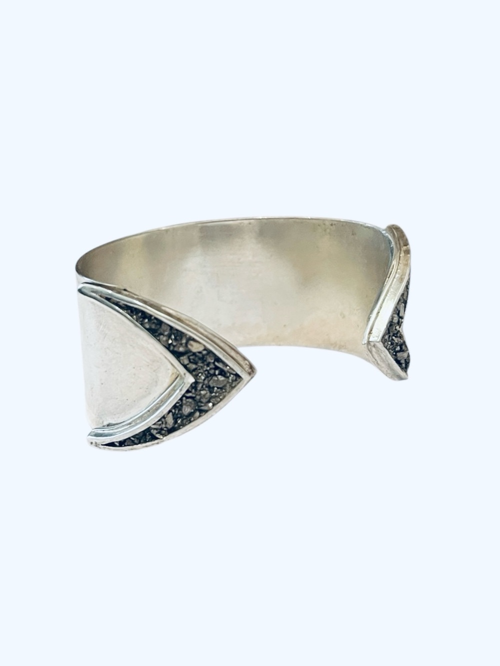 Lady Grey Cuff Bracelet with Crushed Stones - Sterling Silver-Plated